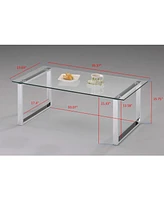 Kings Brand Furniture Bevan Chrome With Glass Top Coffee Table