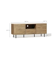 LuxenHome Mid-Century Modern Wave 2-Door 1-Drawer Tv Console with Metal Legs