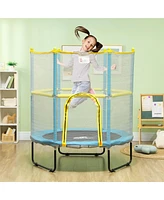 Qaba 4.6FT Trampoline for Kids with Safety Enclosure Net, Light