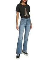 Karl Lagerfeld Paris Women's Patch-Pocket Bootcut Jeans