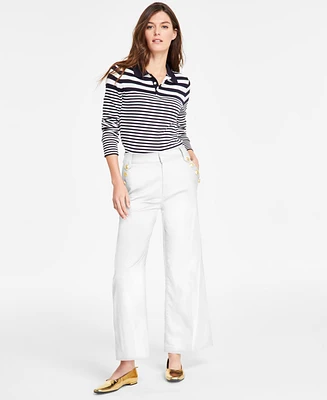 Nautica Jeans Women's Solid Wide-Leg Sailor Pants