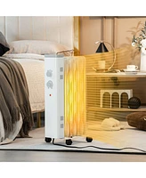 Sugift 1500W Oil Filled Space Heater with Universal Wheels and 3-Level Heat
