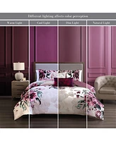 Bebejan Plum Haze Bedding 5 Piece Queen Size Reversible Comforter Set