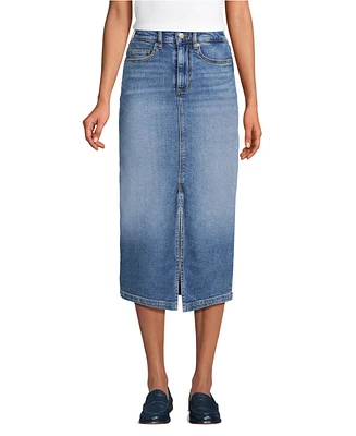 Lands' End Women's Soft Denim Midi Column Skirt