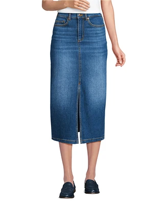 Lands' End Women's Soft Denim Midi Column Skirt