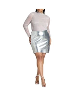 Eloquii Plus Metallic Faux Leather Skirt