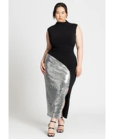 Eloquii Plus Size Funnel Neck Knit Dress With Sequin