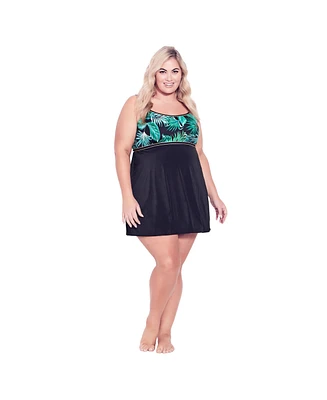 Avenue Plus Size Empire Print Swim Dress