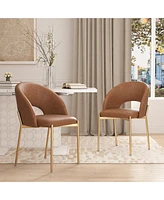 Pu Dining Side Chair with Metal Legs (Set of 2)