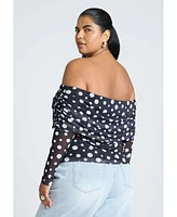 Eloquii Plus Off The Shoulder Polka Dot Top