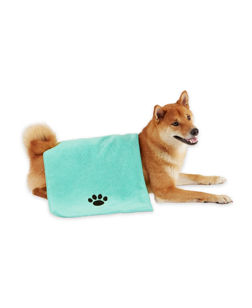 Bone Dry Microfiber Pet Towel Set 3 Piece Embroidered Paw Print