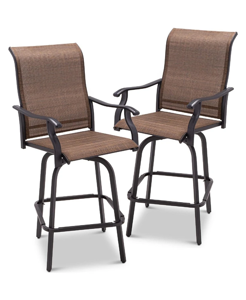 Slickblue Set of 2 All-Weather Mesh Swivel Bar Stools for Outdoor Use