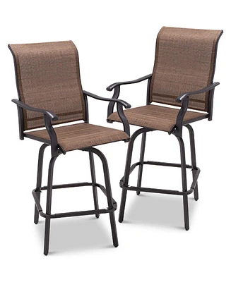 Slickblue Set of 2 All-Weather Mesh Swivel Bar Stools for Outdoor Use