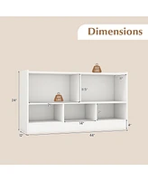 Gouun Kids 2-Shelf Bookcase 5-Cube Wood Toy Storage Cabinet Organizer