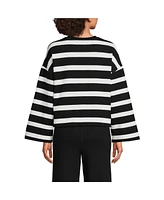 Lands' End Women's Bell Sleeve Stripe Sweatshirt