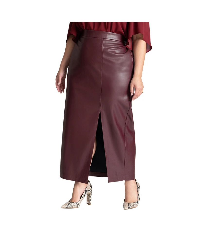 Eloquii Plus Faux Leather Column Skirt With Slit