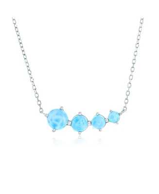 Caribbean Treasures Sterling Silver, Graduating Round Larimar Bar Necklace
