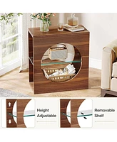 Tribesigns Narrow End Table for Living Room, 3-Tier Wood Side Table with Adjustable Tempered Glass Storage Shelf, 23.6" Modern Bedside Table Nightstan