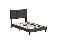 gaomon Twin Bed Frame, Linen Upholstered Platform Twin Bed Frame with Height Adjustable Headboard