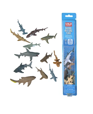 Wild Republic Nature Tube Shark Figurines, 12 Pieces