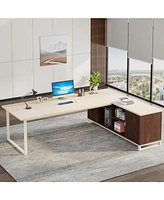 Tribesigns 70.8" Executive Desk with 55" File Cabinet, Modern L Shaped Computer Storage Shelves and Large f