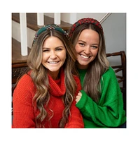 Blushing Braid Headband - Red + Green Plaid