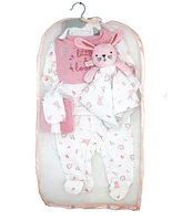 Rock-a-Bye Baby Boutique Girls Rose Bunnies Layette Gift, 8-Piece Set