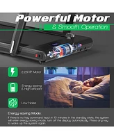 Gymax 2.25HP Folding Treadmill 2-in-1 Walking Running Machine w/ App & Remote Control