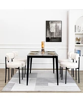 Dyhome Modern Accent Chair, Upholstered Dining Chairs Set Of 4, Short Plush Fabric, Armless Chair With Backrest, Sherpa For Room,