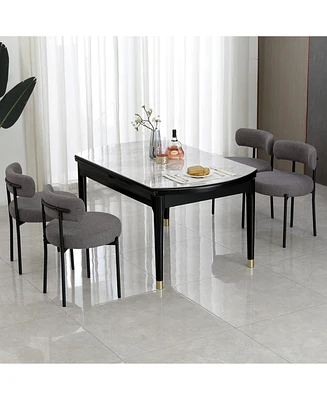 Dyhome Modern Accent Chair, Upholstered Dining Chairs Set Of 4, Short Plush Fabric, Armless Chair With Backrest, Sherpa For Room,
