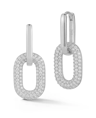 Rachel Zoe 14K Gold Plated Sterling Silver Pave Paperclip Drop Link Earrings