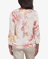 Alfred Dunner Petite Floral Long Sleeve Sweater