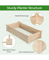 Costway Raised Garden Bed Fir Wood Wooden Square Wood Planter Box for Flower Outdoor