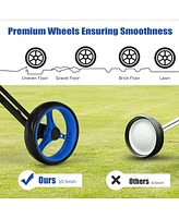 Gymax 3 Wheels Foldable Golf Push Pull Cart Trolley w/ Mesh Bag Foot Brake