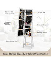 Gouun Freestanding Jewelry Cabinet Armoire Organizer with Bevel Edge Mirror