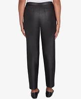 Alfred Dunner Petite Rue Rivoli Faux Leather Flat Elastic Waist Medium Length Pants