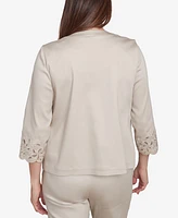 Alfred Dunner Petite Floral Cut Out Sateen Jacket