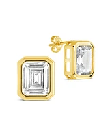 Sterling Forever Camille Bezel Cubic Zirconia Stud Earrings