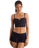 Mimi Flamingo Womens Slit Neck Tankini Top Skirted Bottoms