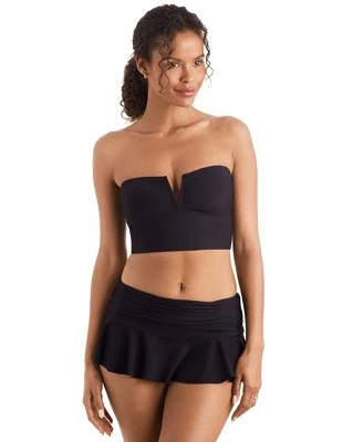 Mimi Flamingo Womens Slit Neck Tankini Top Skirted Bottoms
