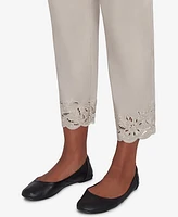 Alfred Dunner Petite Floral Cut Out Ankle Pants