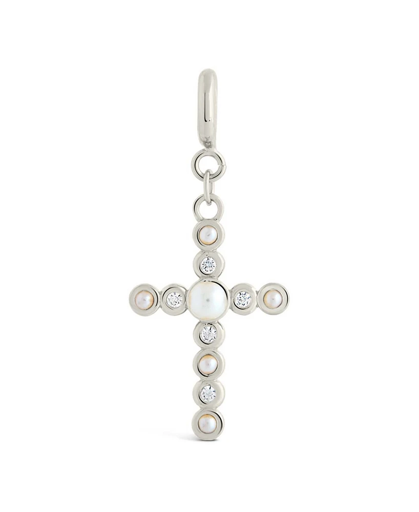 Sterling Forever Cubic Zirconia Mother of Pearl Cross Charms