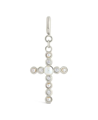 Sterling Forever Cubic Zirconia Mother of Pearl Cross Charms