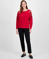 T Tahari Women's Crewneck Dolman-Sleeve Sweater