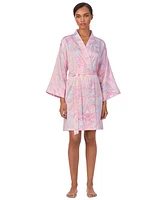 Lauren Ralph Women's Banded-Collar Short Wrap Robe