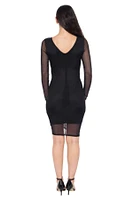 Bebe Women's PowerMesh Midi Dress With Side Shirring, Small, Black
