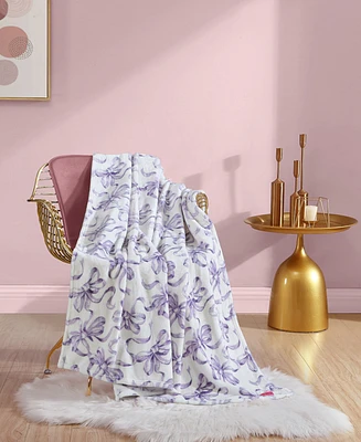 Betsey Johnson Ballet Bows Ultra Soft Plush Fleece Throw, 70" X 50"
