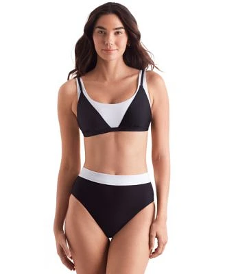 Mimi Flamingo Womens Drift Two Tone Bralette Bikini Top High Waist Bottoms