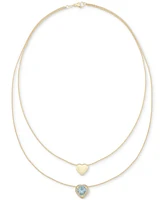 Macy's Sky Blue Topaz (3 ct. t.w.) & White Topaz (1/3 ct. t.w.) 18" Collar Necklace in 14k Gold over Sterling Silver