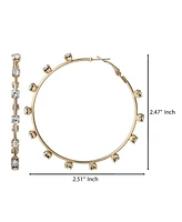 Jessica Simpson Gold-Tone Crystal-Studded Elegant Statement Hoop Earrings